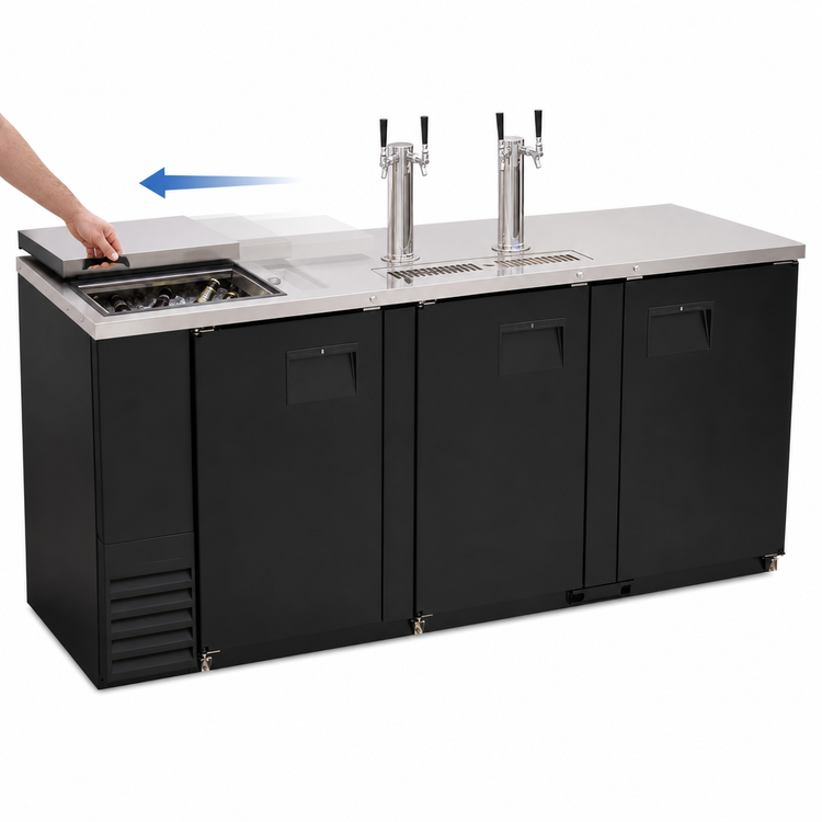 Product image #3 for Everest Club Top Three-Section Direct Draw Keg Refrigerator, 32 Cu. Ft., Four Half-Barrel Keg Capacity