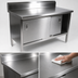 Thumbnail image #3 for John Boos Enclosed Stainless Steel Work Table with Cabinet Base and Sliding Doors, 96 x 30 Inches, 14-Gauge Top, 5-Inch Backsplash
