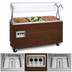Thumbnail image #3 for Vollrath 2-Series Affordable Portable 3-Well Mobile Hot Food Station with Buffet Breath Guard and Lights, Walnut Woodgrain, 120/208-240V