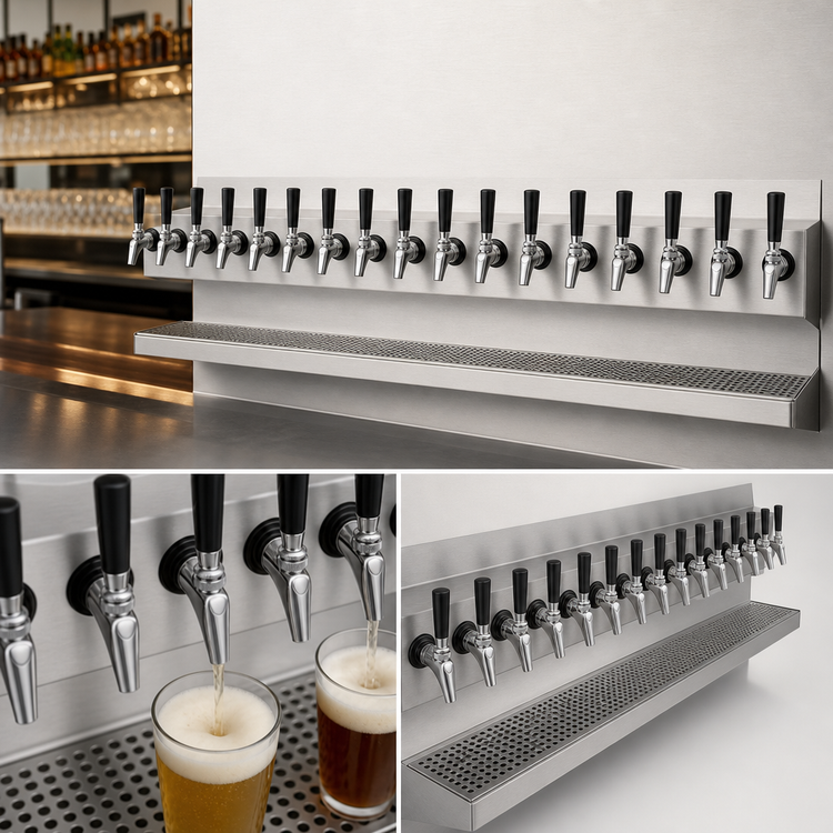 Product image #3 for Krowne 48-Inch Wall-Mount 16-Faucet Glycol-Cooled Beer Tower with Drip Tray
