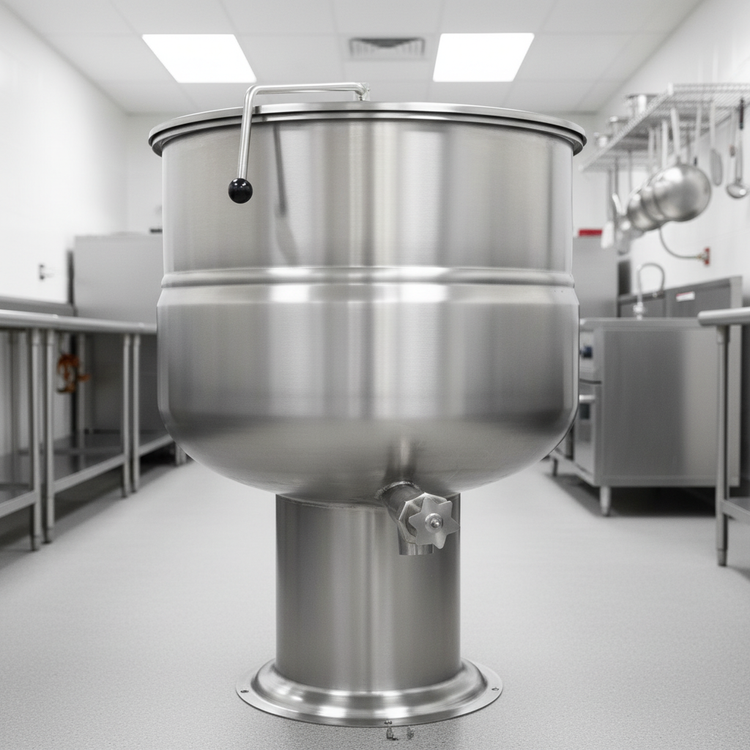 Product image #2 for Crown DP-60 60 Gallon Stationary Direct Steam Kettle with Pedestal Base