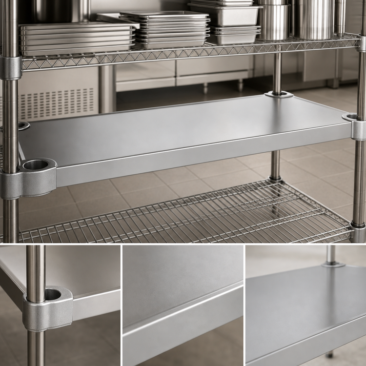 Product image #4 for Quik-Set 54-Inch x 24-Inch Flat Solid Stainless Steel Shelf with Marine Edge, 1000 lb Capacity