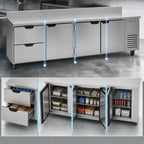 Thumbnail image #3 for Beverage Air WTRD119AHC-2 Four-Section Worktop Refrigerator, 119-Inch, 40.12 Cu. Ft., 3 Doors, 2 Drawers, Stainless Steel