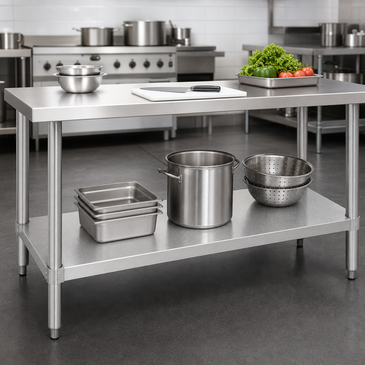 Product image #3 for 60 Inch x 30 Inch Stainless Steel Undershelf for Work Tables