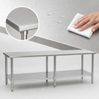 Thumbnail image #3 for Eagle Group Deluxe T30120EB Stainless Steel Work Table, 120 x 30 Inches, Rolled Edges, Adjustable Galvanized Undershelf