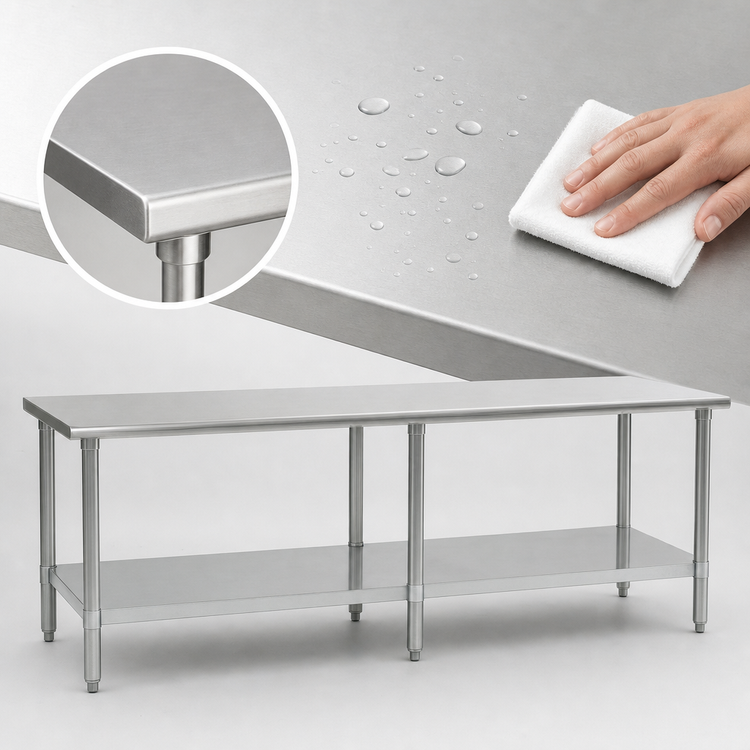 Product image #3 for Eagle Group Deluxe Series Stainless Steel Top Work Table with Adjustable Galvanized Undershelf, 120 x 30 Inches