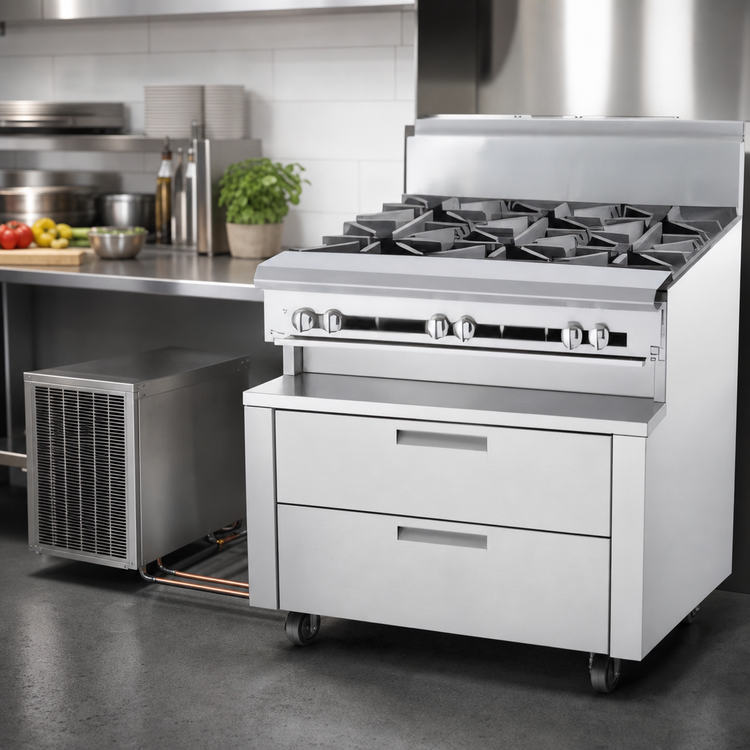 Product image #3 for Garland Polar Cuisine 72-Inch Remote Freezer Base, 2-Section, 4-Drawer, Stainless Steel