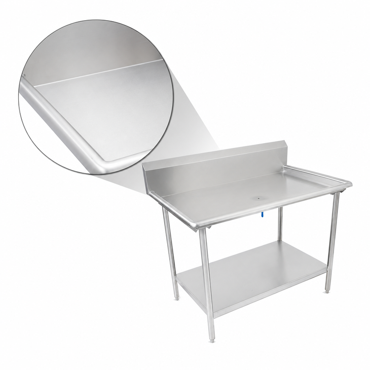 Product image #3 for John Boos 72-7/8-Inch Stainless Steel Dish Sorting Table with 10-Inch Backsplash and Undershelf