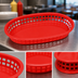Thumbnail image #3 for Oval Red Heavy-Duty Poly-Plastic Flat Bottom Platter Basket, 10-3/4 x 7-1/4 x 1-1/2 Inches