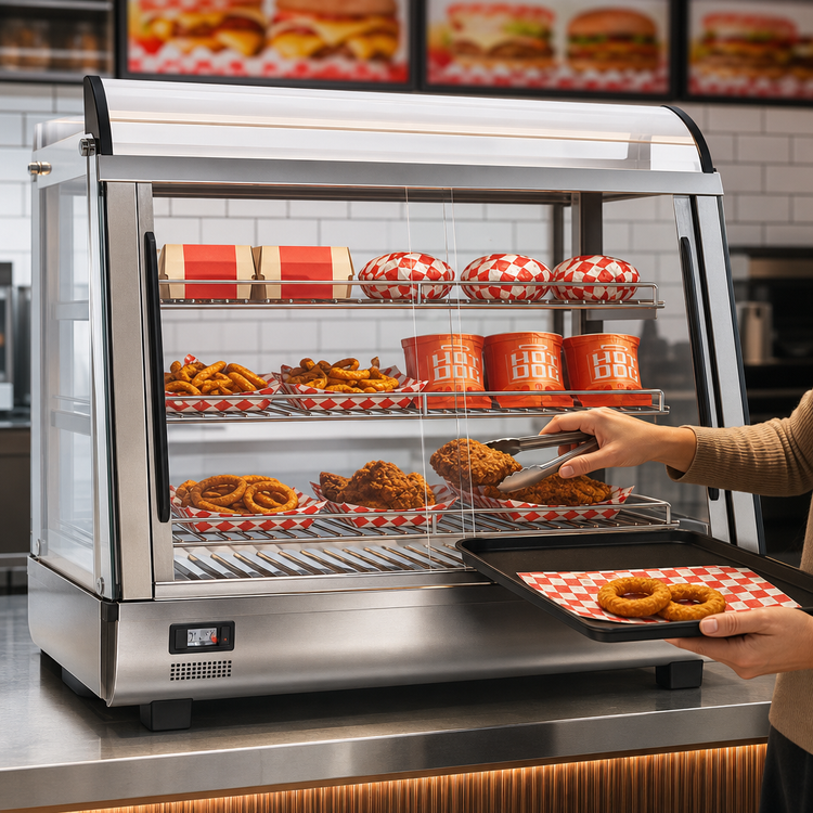 Product image #4 for KoolMore 26-Inch Countertop Self-Service Hot Food Display Warmer, 3 Cu. Ft., 3 Shelves, Stainless Steel and Glass