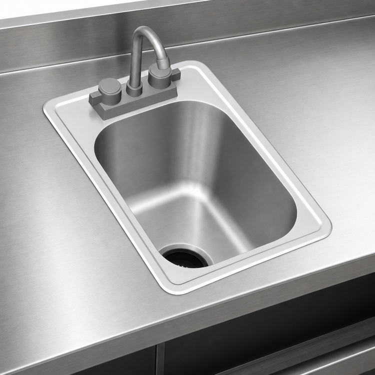 Product image #3 for Eagle Group Self-Rimming Drop-In Single-Compartment Sink with 16 x 20 x 13-1/2 Inch Bowl, Faucet and Basket Drain