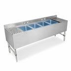 Thumbnail image #3 for John Boos UBS4-2184-2D18 84-Inch 4-Compartment Stainless Steel Underbar Sink with Dual 18-Inch Drainboards, 3-Inch Backsplash