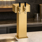 Thumbnail image #3 for Perlick Corporation 4006-2BTF4 Extra-High Countertop Glycol-Cooled Tee Draft Beer Tower, 2-Faucet, Brass Finish