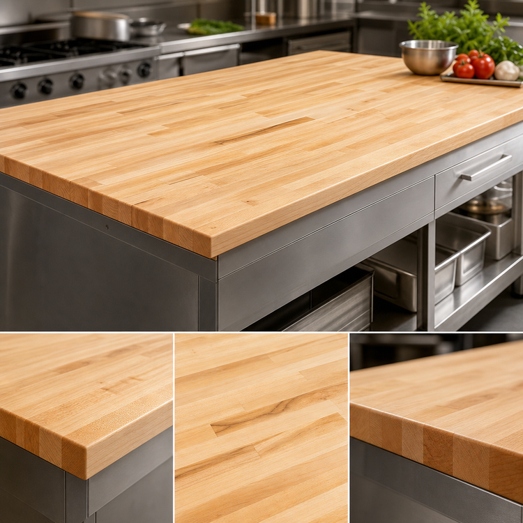 Product image #3 for John Boos Boos Block 60" x 48" x 1-3/4" Northern Hard Rock Maple Kitchen Countertop, No Backsplash, Varnique Finish
