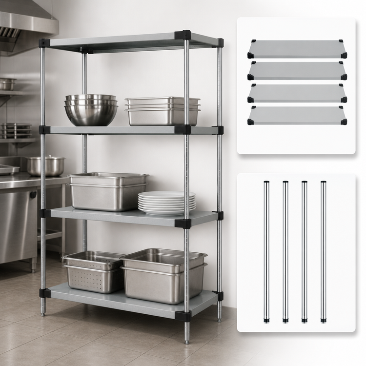 Product image #3 for Quantum 4-Shelf Solid Stainless Steel Shelving Starter Kit, 54 x 21 x 74 Inches