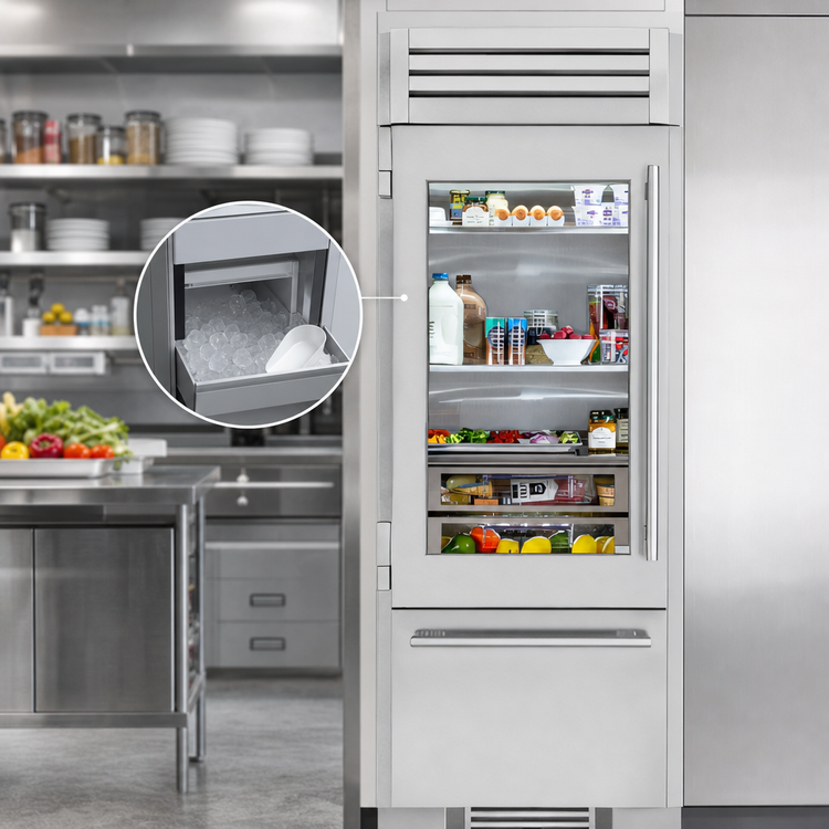 Product image #3 for True Residential 30-Inch Upright Refrigerator/Freezer Column with Bottom Freezer, Stainless-Framed Glass Door, and Ice Maker