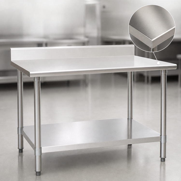 Product image #3 for Eagle Deluxe Series Stainless Steel Work Table with 4-1/2 Inch Backsplash and Adjustable Undershelf, 48 x 24 Inches