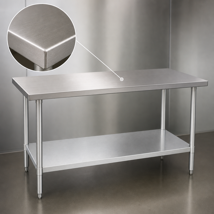 Product image #3 for 16-Gauge Stainless Steel Work Table with Galvanized Undershelf, 60 Inch x 30 Inch