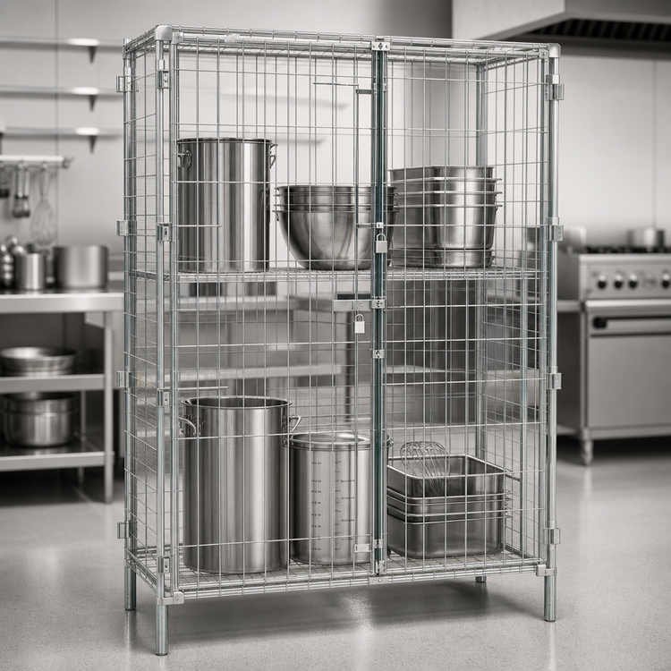 Product image #3 for Eagle Group QuadTruss Stationary Stainless Steel Security Cage with Dual Padlock Doors