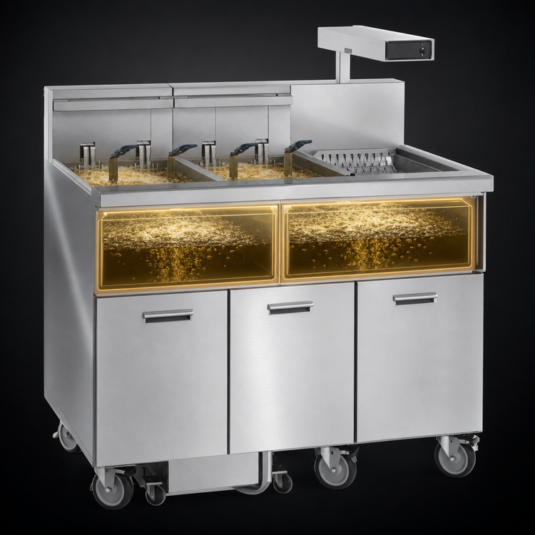 Product image #3 for Imperial IFSCB275EC Dual Tank Electric Floor Model Fryer with Built-in Filtration