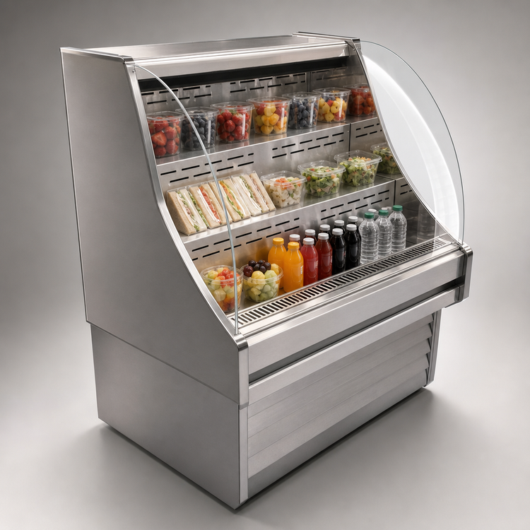 Product image #3 for Howard-McCray 35E Series Impulse Curved Glass Remote Open Merchandiser, 39 Inch W x 44 Inch H, Stainless Steel