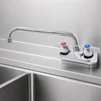 Thumbnail image #3 for John Boos PBF-W2-10LF Commercial Low-Lead Backsplash-Mount Faucet, 10-Inch Swing Spout, 4-Inch Centers, Chrome