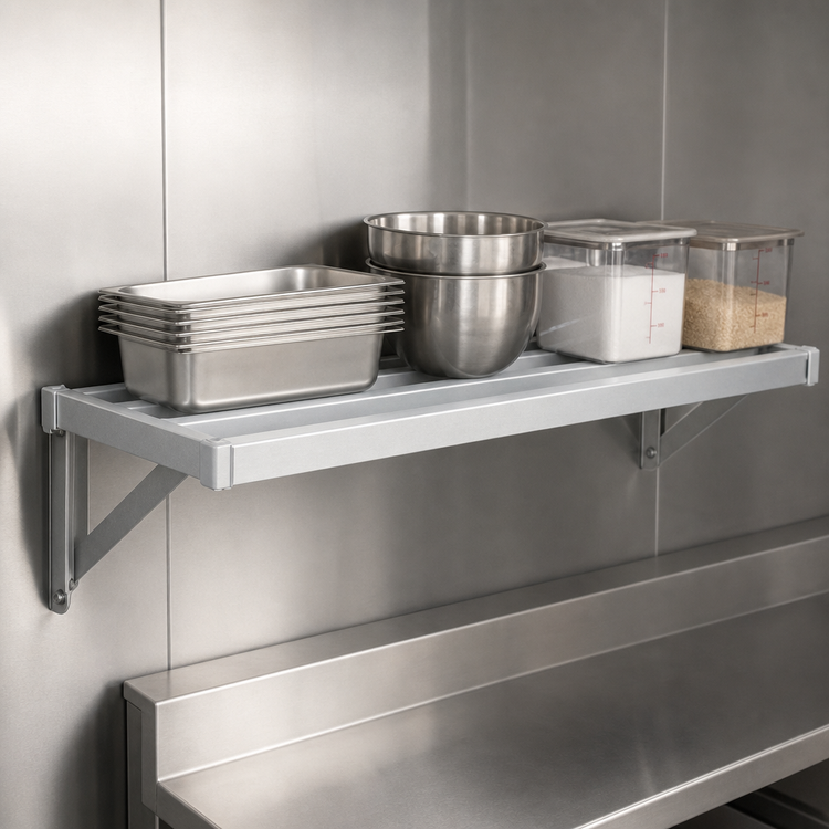 Product image #4 for New Age Adjust-A-Shelf H.D. Series 48"W x 30"D Wall-Mounted Aluminum Shelf