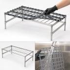 Thumbnail image #3 for Metro Super Erecta HP53C Chrome Offset Wire Dunnage Rack with Lift-Off Mat, 36 in. W x 24 in. D x 14.5 in. H, 1600 lb. Capacity