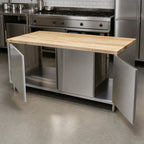Thumbnail image #3 for BK Resources CMT-3072H2 72-Inch Dual-Access Hard Maple Top Chef Table with Stainless Steel Cabinet Base