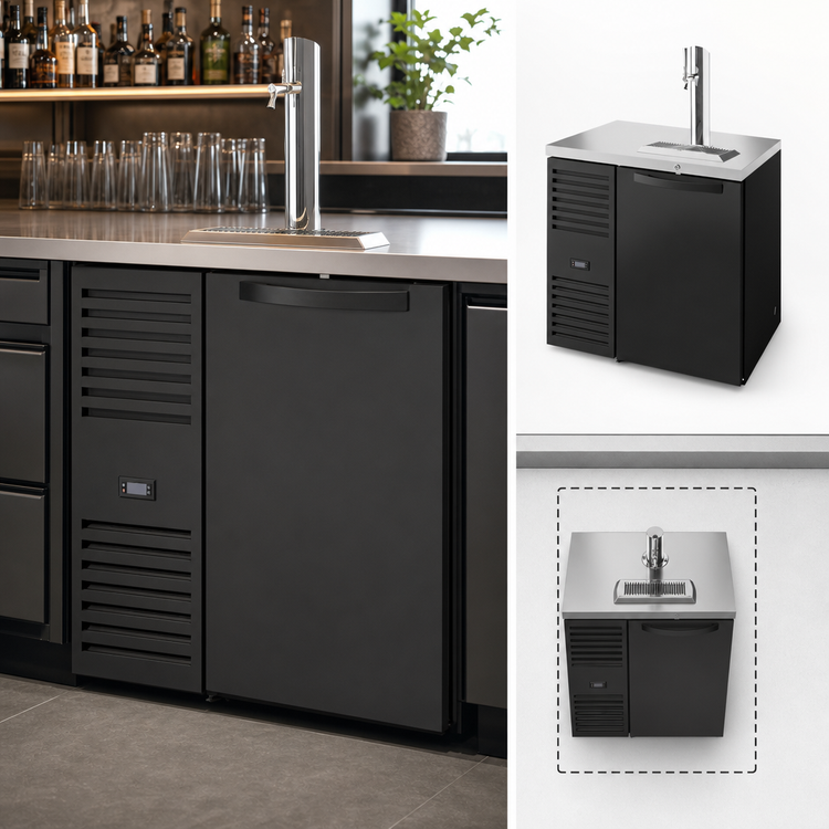 Product image #3 for True Premier Bar 32-Inch One-Section Refrigerated Draft Bar Cooler with Left-Side Self-Contained Refrigeration