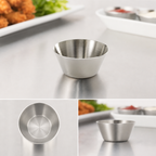 Thumbnail image #4 for American Metalcraft SATSC3 Round Satin Stainless Steel Sauce Cup, 1.5 oz Case of 144