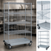 Thumbnail image #3 for Quantum Chrome-Plated Mobile Enclosure Cart with 4 Wire Shelves and 1 Solid Shelf, 48 x 18 x 70 Inches