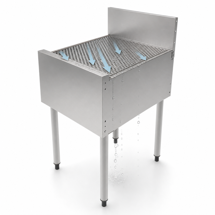 Product image #4 for Top Shelf 19-Inch Pitched Stainless Steel Underbar Drainboard with Backsplash