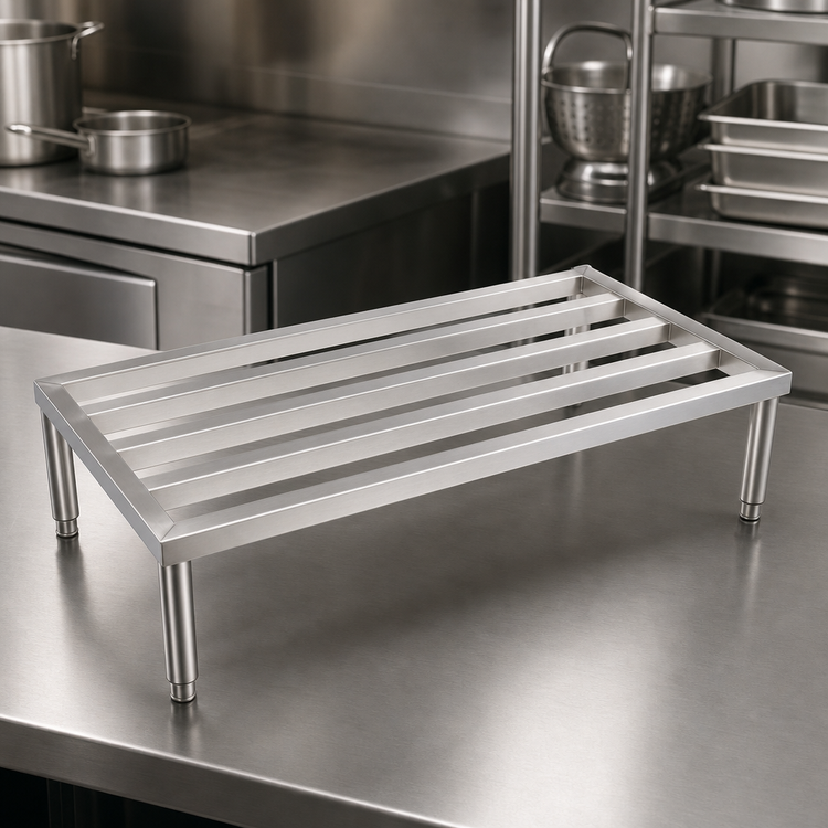 Product image #4 for John Boos 1-Tier Stainless Steel Dunnage Rack with Adjustable Bullet Feet, 34 x 24 x 12 Inches