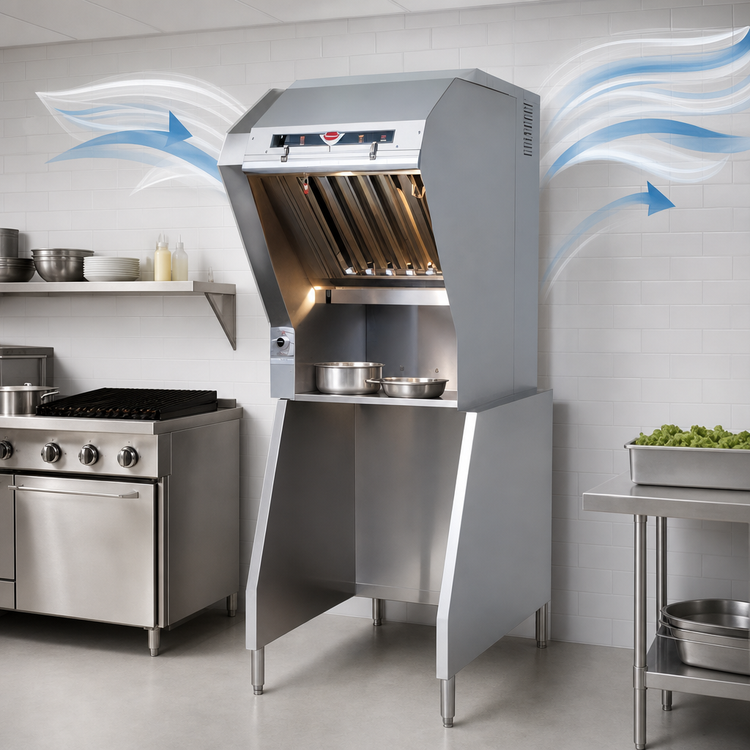 Product image #3 for Wells WVU-26 Universal Ventless Hood with 26-Inch Cooking Zone, 3-Stage Filtration, LED Lights, and Stainless Steel Stand