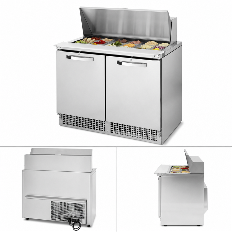 Product image #2 for True SPEC Series 48-Inch Two-Section Refrigerated Sandwich/Salad Prep Table, Rear-Mounted Self-Contained Refrigeration, 18 Pan Capacity