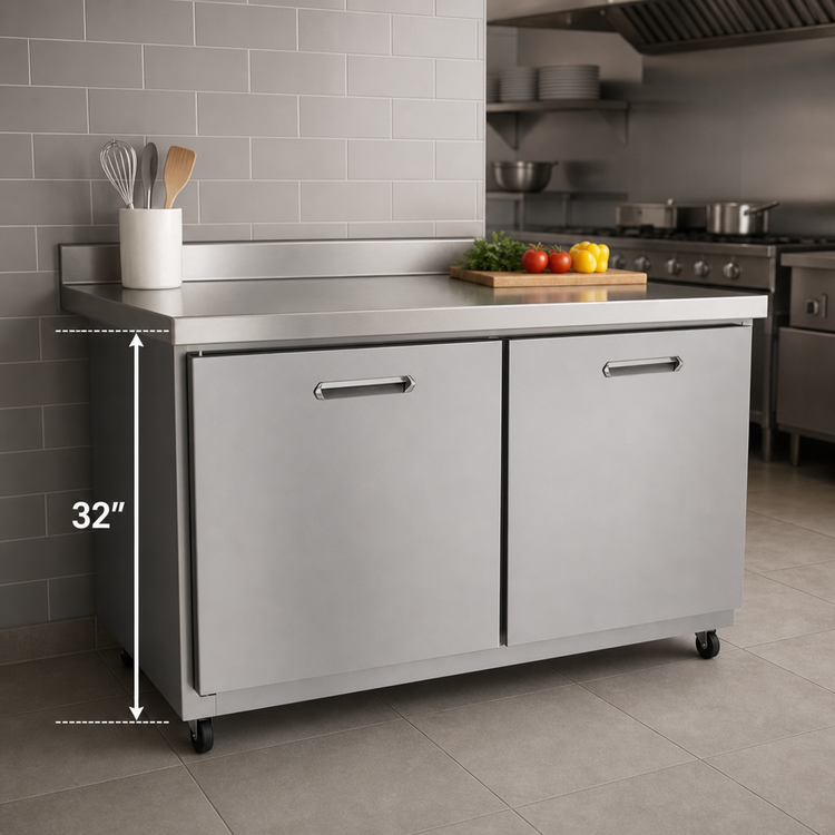 Product image #3 for Kelvinator Commercial Two-Section ADA Height Undercounter Refrigerator with Solid Doors, 61-Inch Wide, 15.5 Cu. Ft.