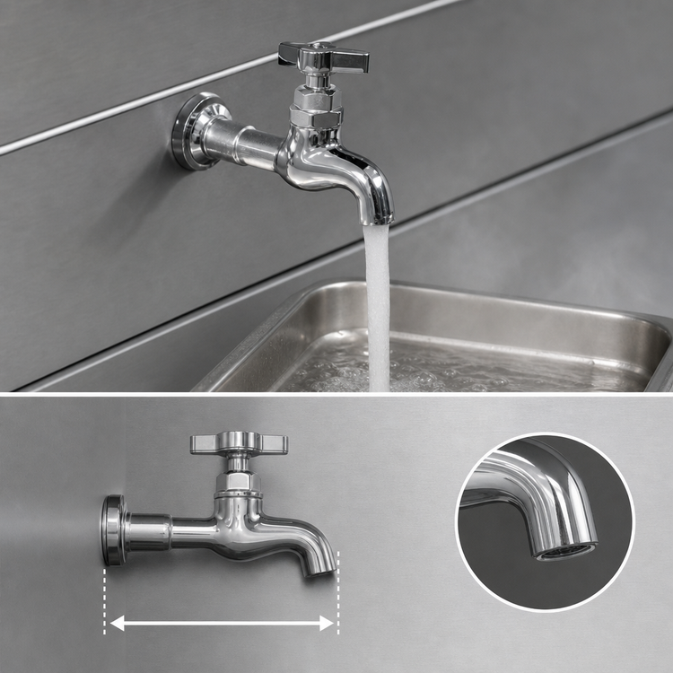 Product image #3 for Commercial Bib Faucet for Soup Warming Chambers, 5-Inch Overall Length