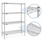 Thumbnail image #3 for Redi-Pak 4-Tier Wire Shelving Unit with QuadTruss Shelves, 48"W x 18"D x 74"H, Stationary