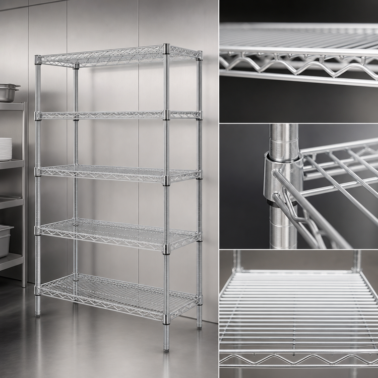 Product image #3 for EagleGard 5-Tier Stationary Wire Shelving Starter Unit, 30 x 18 x 86 Inches
