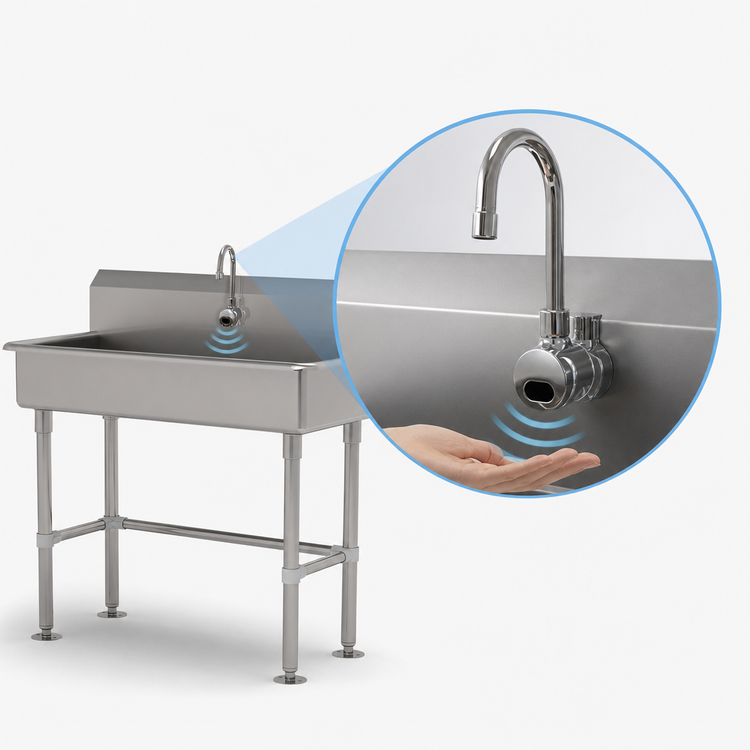 Product image #3 for One-Station ADA Floor-Mounted Service Sink with Electronic Faucet, 40 x 19-1/2 Inches