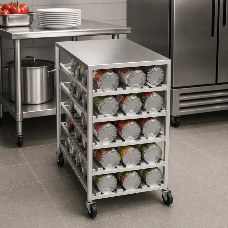 Product image #3 for Half-Size Mobile Can Rack with Stainless Steel Top, 72 #10 Can Capacity