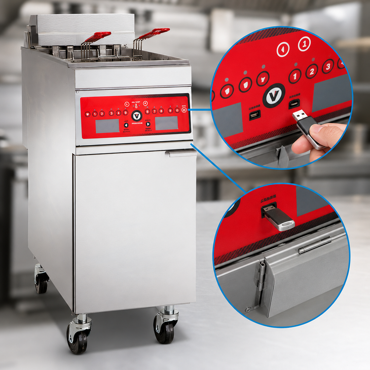 Product image #4 for Vulcan 1ER50C Heavy Duty Free Standing Electric Deep Fat Fryer, 50 lb Capacity, Computer Controls