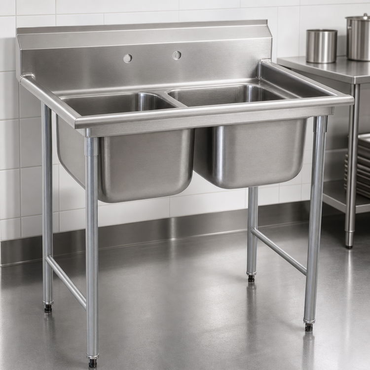 Product image #3 for Eagle Group 412 Series Two-Compartment Commercial Sink, 41 x 27-1/2 Inches, 430 Stainless Steel
