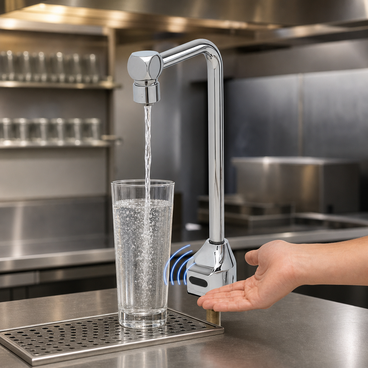 Product image #3 for T&S ChekPoint Touchless Electronic Sensor Glass Filler, Single-Hole Deck Mount, 12-Inch High Arc, Chrome-Plated Brass