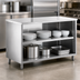 Thumbnail image #3 for Steel Works Stainless 48 Inch Wide x 15 Inch Deep x 36 Inch High 18-Gauge 304 Stainless Steel Open Dish Cabinet with Adjustable Mid-Shelf