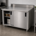 Thumbnail image #3 for Advance Tabco Cabinet-Base Enclosed Work Table with Sliding Doors, 144 x 36 Inches, 14 Gauge 304 Stainless Steel Top, 5 Inch Backsplash