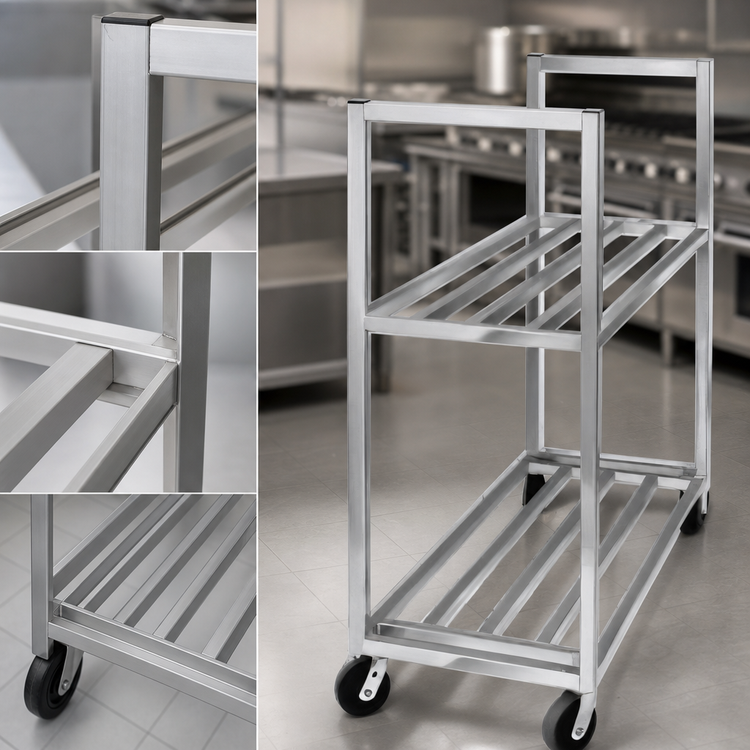 Product image #4 for Aluminum Banquet Utility Cart / Cooler Box Transport Truck with 2 Shelves