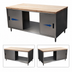 Thumbnail image #3 for BK Resources Dual Access Wood Top Chef Table with Cabinet Base and Sliding Doors, 72 x 36 Inches