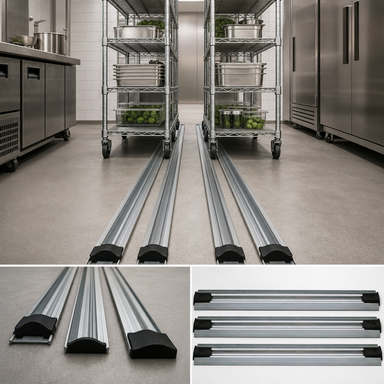 Product image #3 for Quantum Double Unit Floor Track Assembly Kit with 3 16-Foot V-Groove Aluminum Tracks